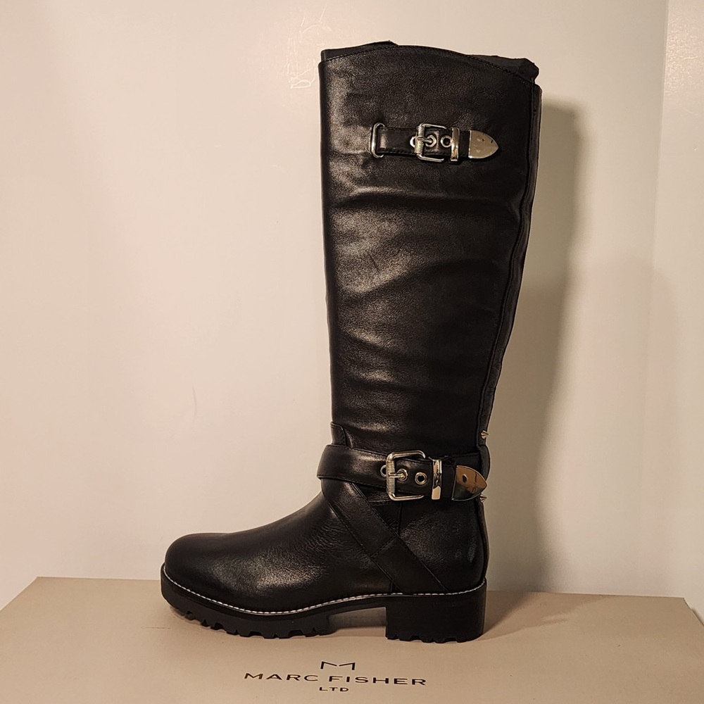Marc Fisher Knee High Genuine Soft Leather Biker/Motto Style Boots - Black sz6.5 - Picture 13 of 16